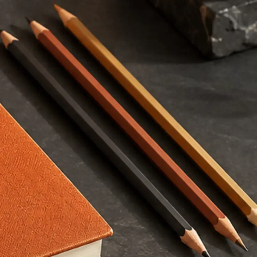 Crayons Graphite — Set de crayons graphite aux corps bois naturel, noir et terre.